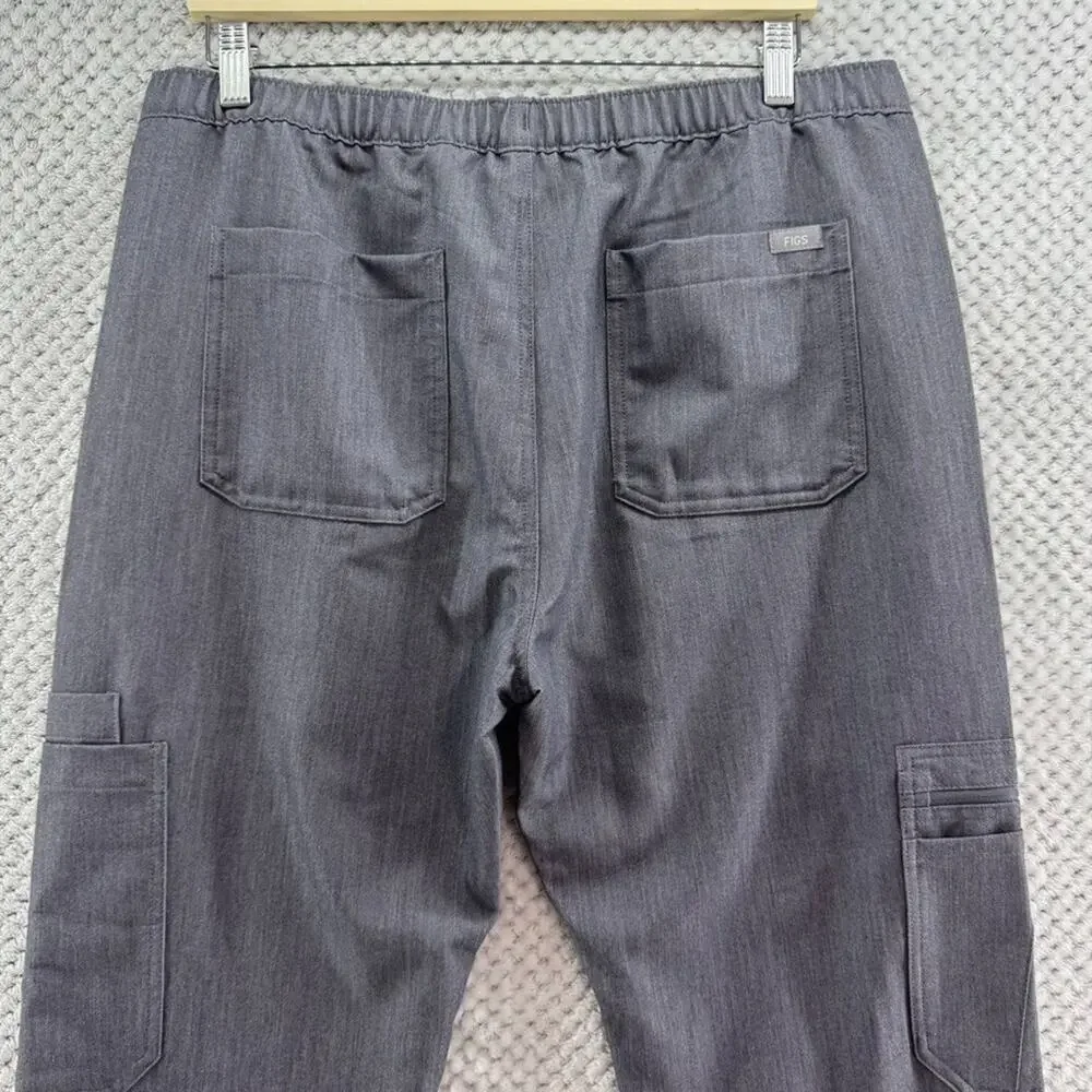 FIGS Pants Men L Gray Cairo Cargo Scrub Elastic Waist Technical Collection New